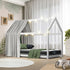 Oikiture Kids Bed Frame With Single Mattress Set House Style White-Wooden Bed Frames-PEROZ Accessories