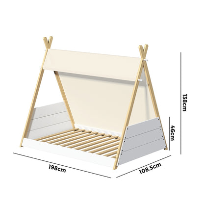 Oikiture Kids Bed Frame Single Size Bed Wooden Timber Mattress Platfrom-Wooden Bed Frames-PEROZ Accessories