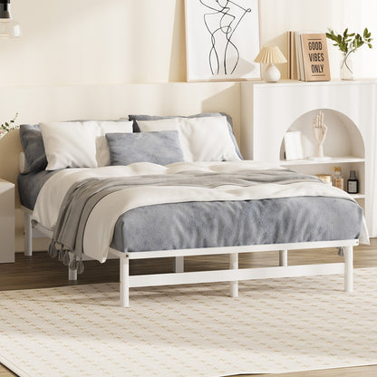 Oikiture Double Wooden Bed Frame Solid Pine Timber White-Wooden Bed Frames-PEROZ Accessories