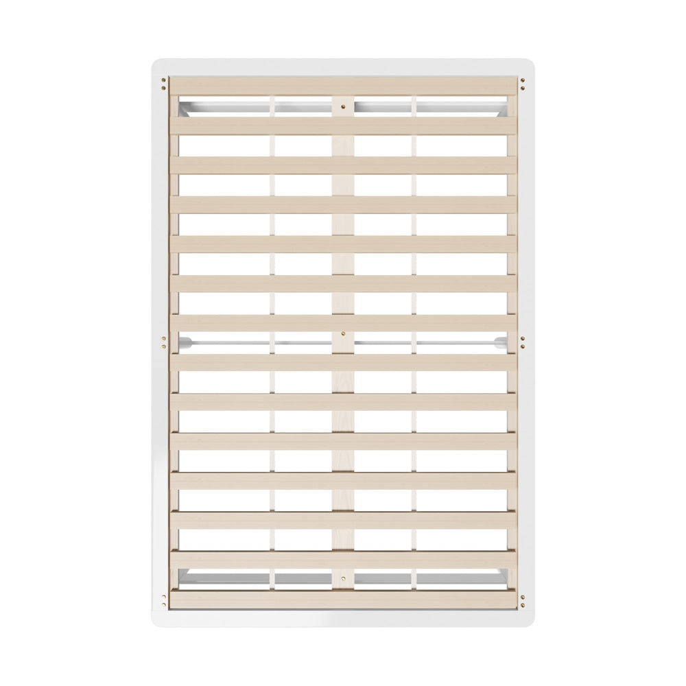 Oikiture Double Wooden Bed Frame Solid Pine Timber White-Wooden Bed Frames-PEROZ Accessories