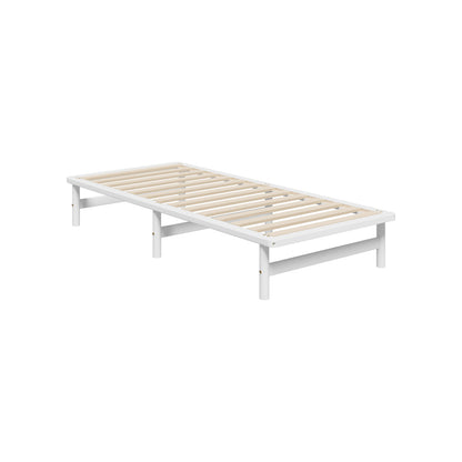 Oikiture Wooden Bed Frame Single Size Solid Pine Timber White-Wooden Bed Frame-PEROZ Accessories