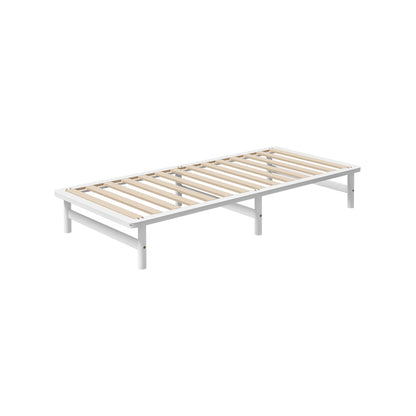 Oikiture Wooden Bed Frame Single Size Solid Pine Timber White-Wooden Bed Frame-PEROZ Accessories