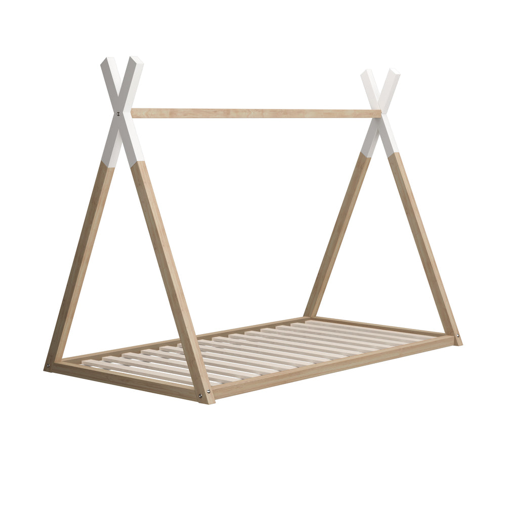 Oikiture Wooden Bed Frame Single Timber Teepee House Mattress Base Platform-Bed Frames-PEROZ Accessories
