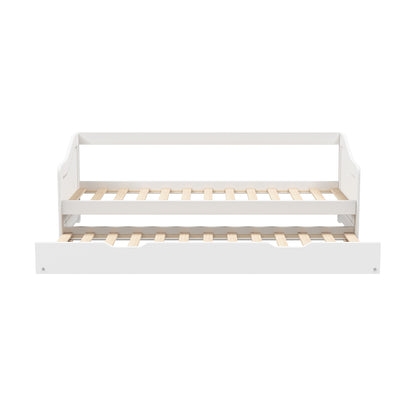 Oikiture Trundle Bed Frame Daybed Single Size Base Timber Wooden Kids Double Bed-Bed Frames-PEROZ Accessories