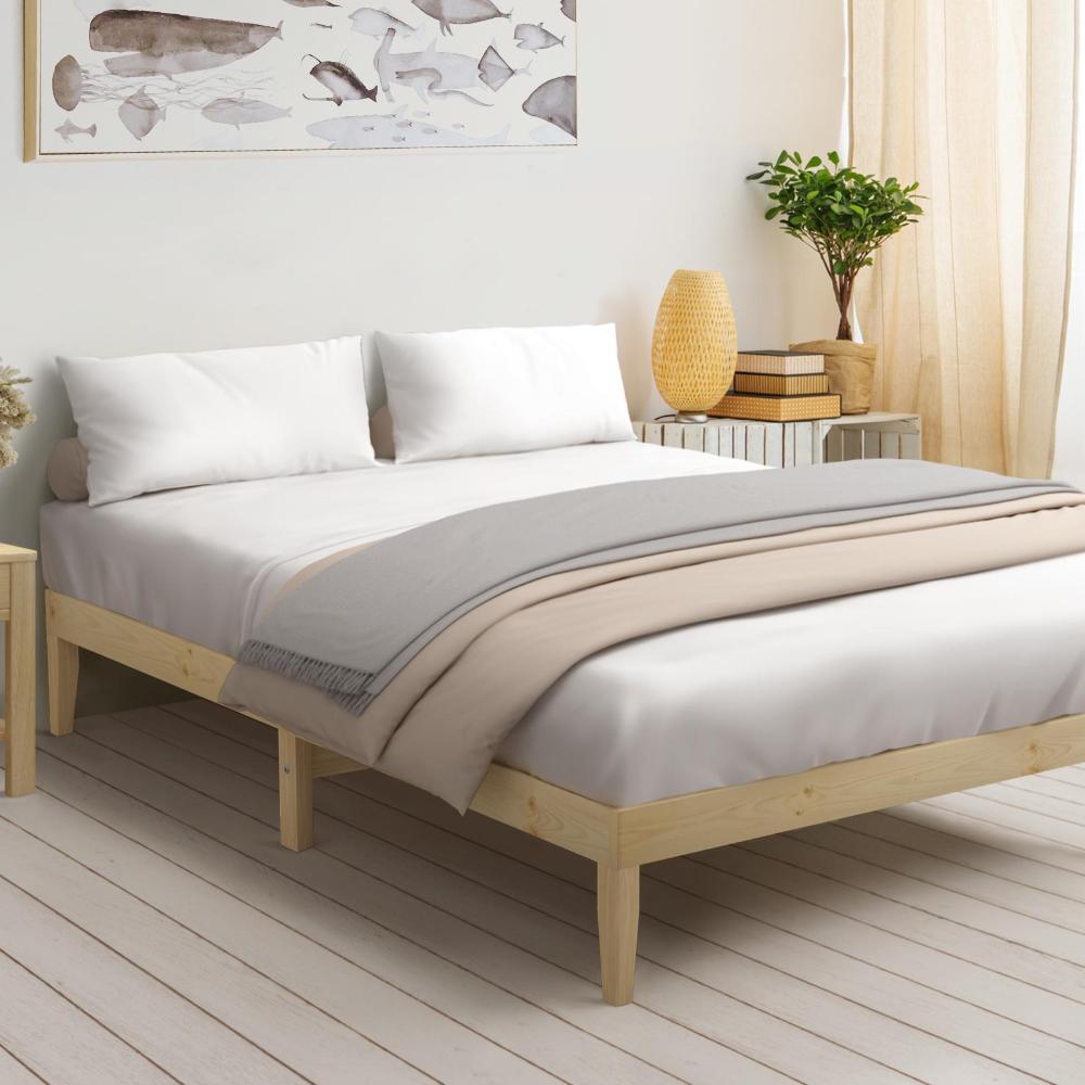 Oikiture Bed Frame Double Size Wooden Pine Timber Bedroom Furniture-Wooden Bed Framess-PEROZ Accessories
