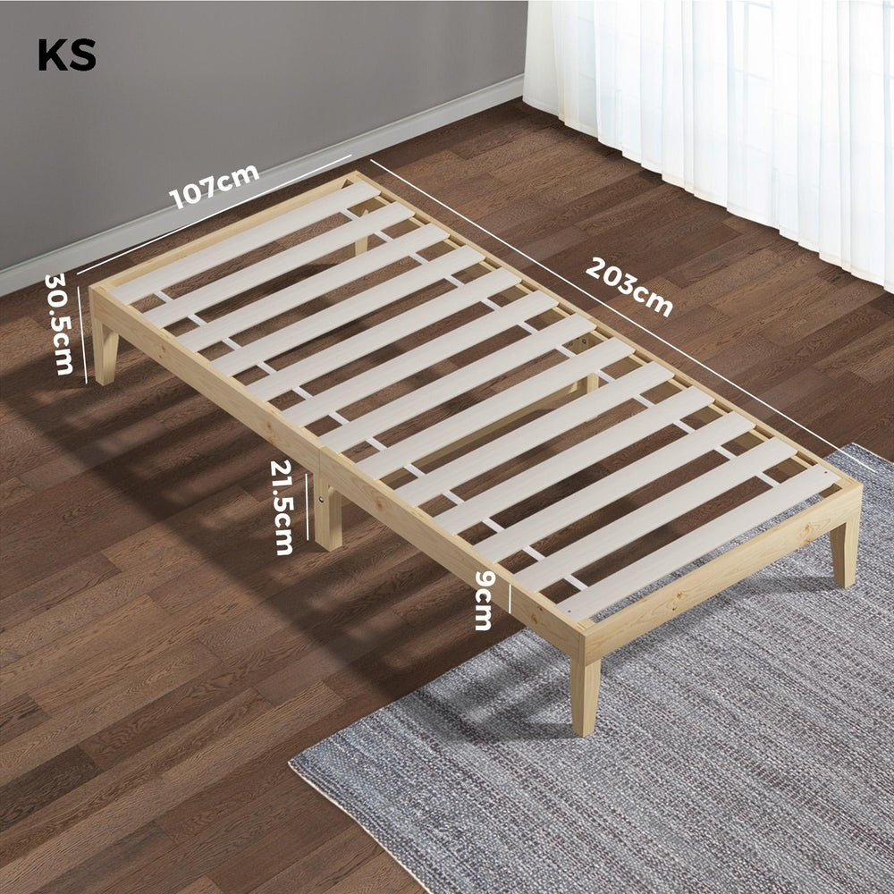 Oikiture Bed Frame King Single Size Wooden Pine Timber Bedroom Furniture-Wooden Bed Frames-PEROZ Accessories