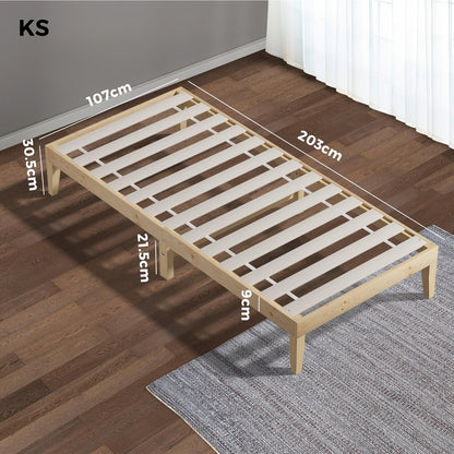 Oikiture Bed Frame King Single Size Wooden Pine Timber Bedroom Furniture-Wooden Bed Frames-PEROZ Accessories