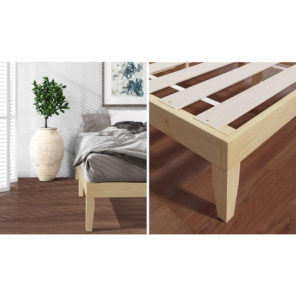 OIKITURE Wooden Bed Frame Queen Size with Pine Timber Frame Mattress Base-Wooden Bed Frames-PEROZ Accessories