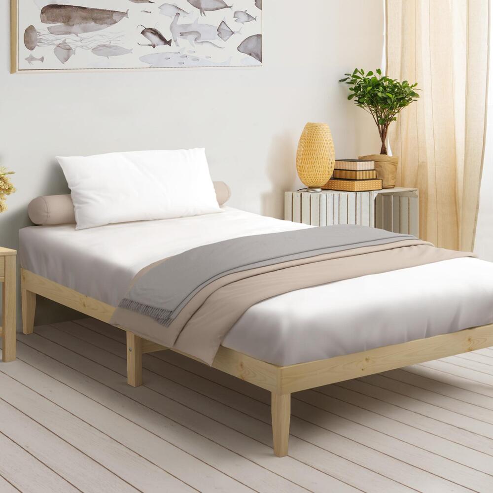 Oikiture Bed Frame Single Size Pine Wood Bed Base-Wooden Bed Frames-PEROZ Accessories