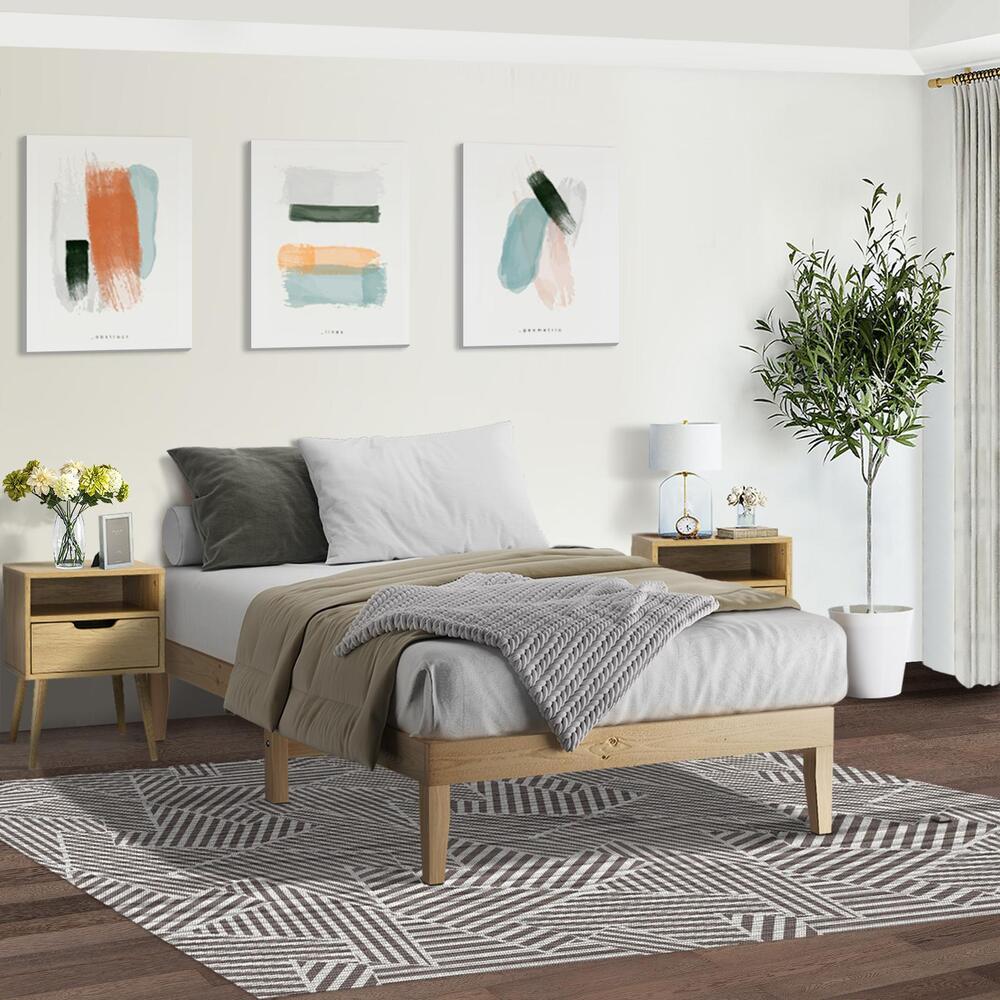 Oikiture Bed Frame Single Size Pine Wood Bed Base-Wooden Bed Frames-PEROZ Accessories