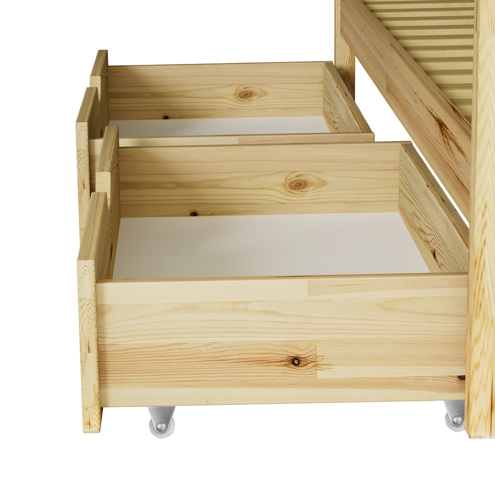 Oikiture 2x Trundle Drawers for Bed Frame with Wheels Wooden-Drawer Set of 2-PEROZ Accessories