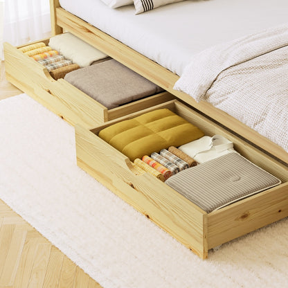 Oikiture 2x Trundle Drawers for Bed Frame with Wheels Wooden-Drawer Set of 2-PEROZ Accessories