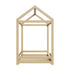 Oikiture Kids Wooden Bed Frame House Frame Timber with Fence Single Natural-Wooden Bed Frames-PEROZ Accessories