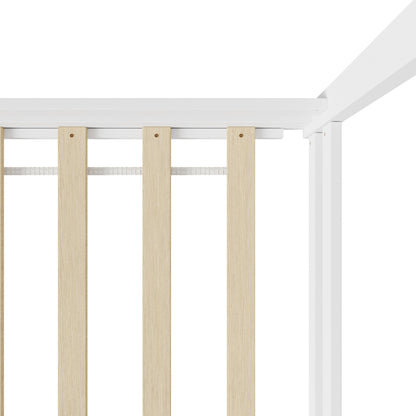 Oikiture Kids Wooden Bed Frame House Frame Timber with Fence Single White-Wooden Bed Frames-PEROZ Accessories
