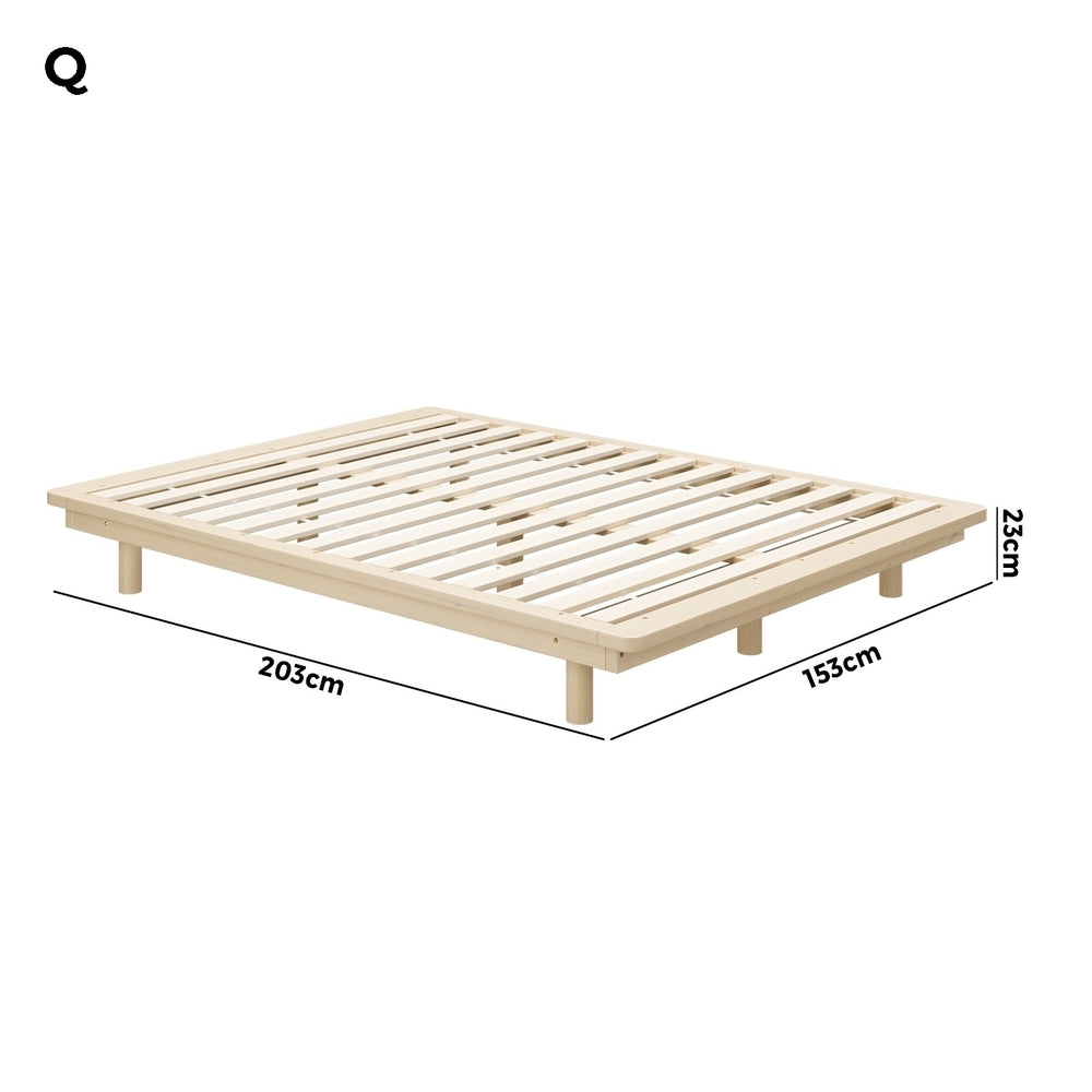 Oikiture Bed Frame Queen Size Wooden Bed Base Timber Platform-Wooden Bed Frames-PEROZ Accessories