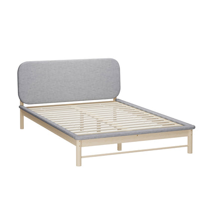 Oikiture Wooden Bed Frame with Padded Fabric Edges Headboard Double Size-Wooden Bed Frames-PEROZ Accessories