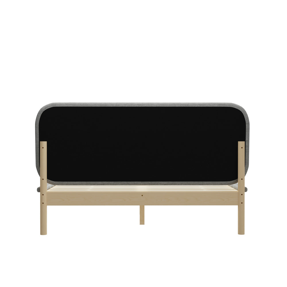 Oikiture Wooden Bed Frame with Padded Fabric Edges Headboard Queen Size-Wooden Bed Frames-PEROZ Accessories