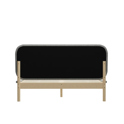 Oikiture Wooden Bed Frame with Padded Fabric Edges Headboard Queen Size-Wooden Bed Frames-PEROZ Accessories
