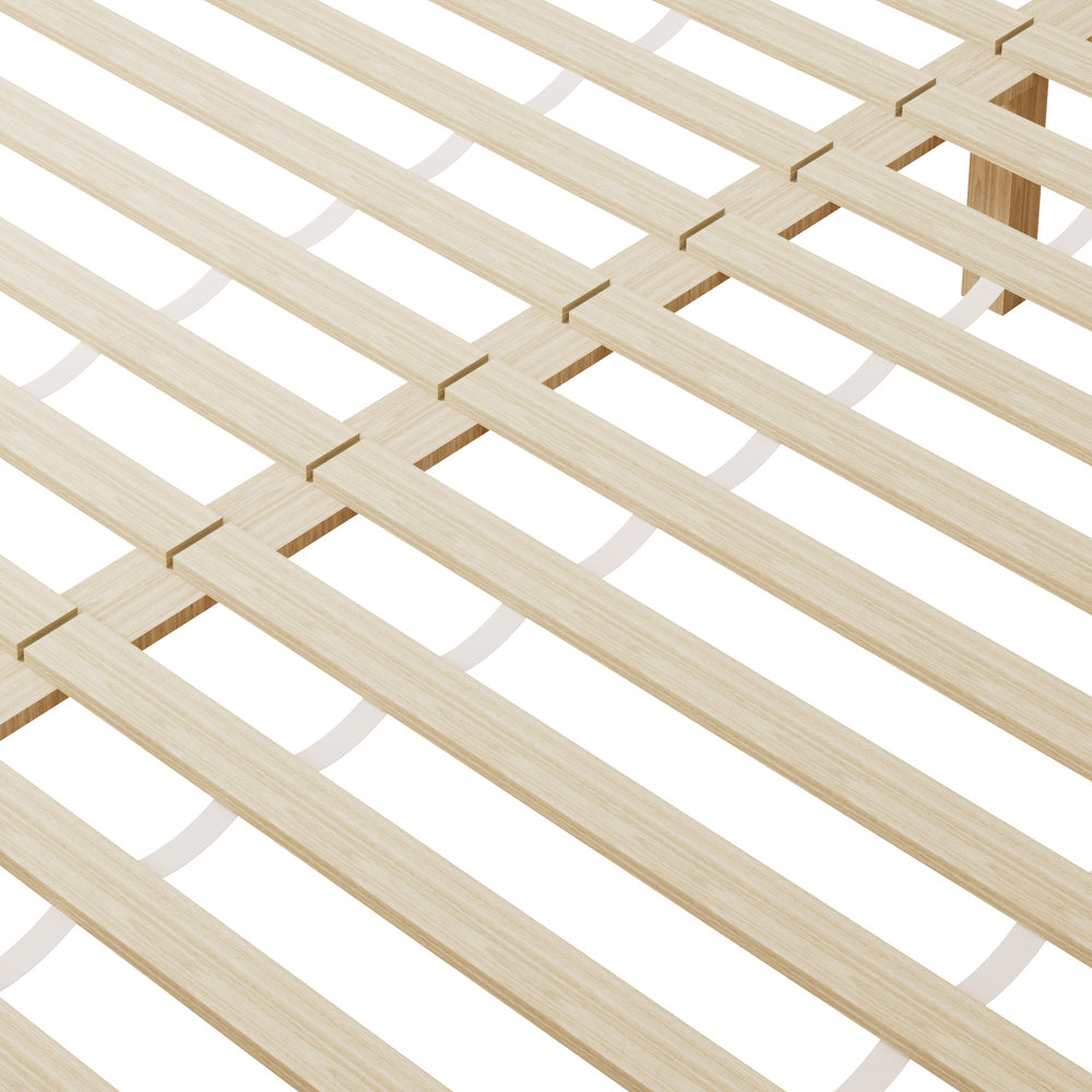 Oikiture Wooden Bed Frame Double Size with Trundle Drawers White-Wooden Bed Frames-PEROZ Accessories