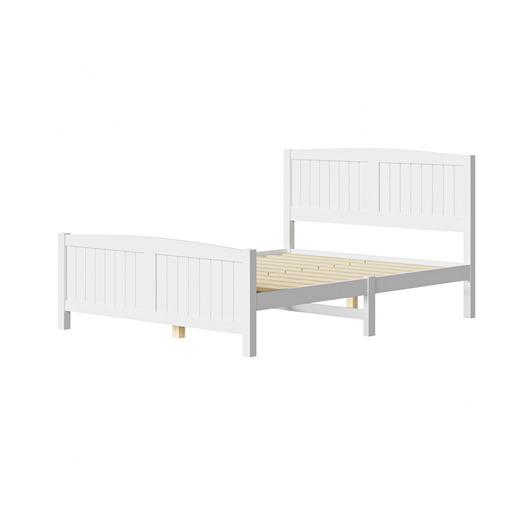 Oikiture Bed Frame Double Size Timber Platform White-Wooden Bed Frames-PEROZ Accessories