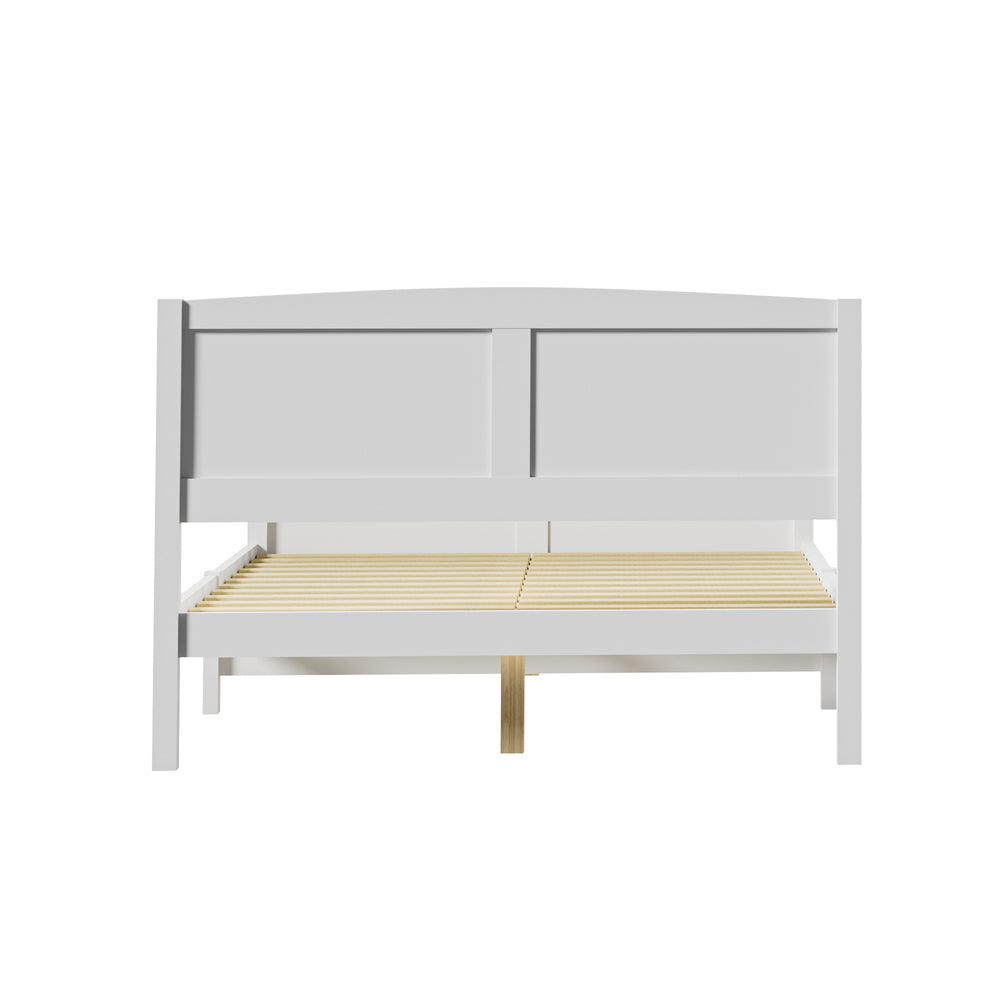 Oikiture Bed Frame Double Size Timber Platform White-Wooden Bed Frames-PEROZ Accessories
