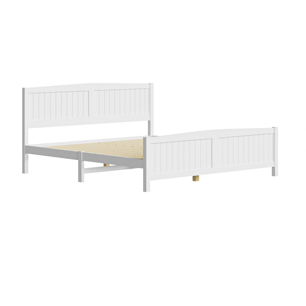 Oikiture Bed Frame King Size Timber Platform White-Wooden Bed Frames-PEROZ Accessories