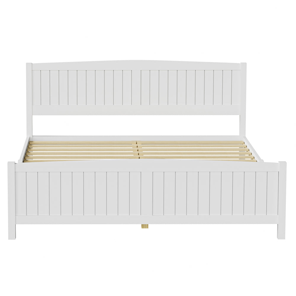 Oikiture Bed Frame King Size Timber Platform White-Wooden Bed Frames-PEROZ Accessories