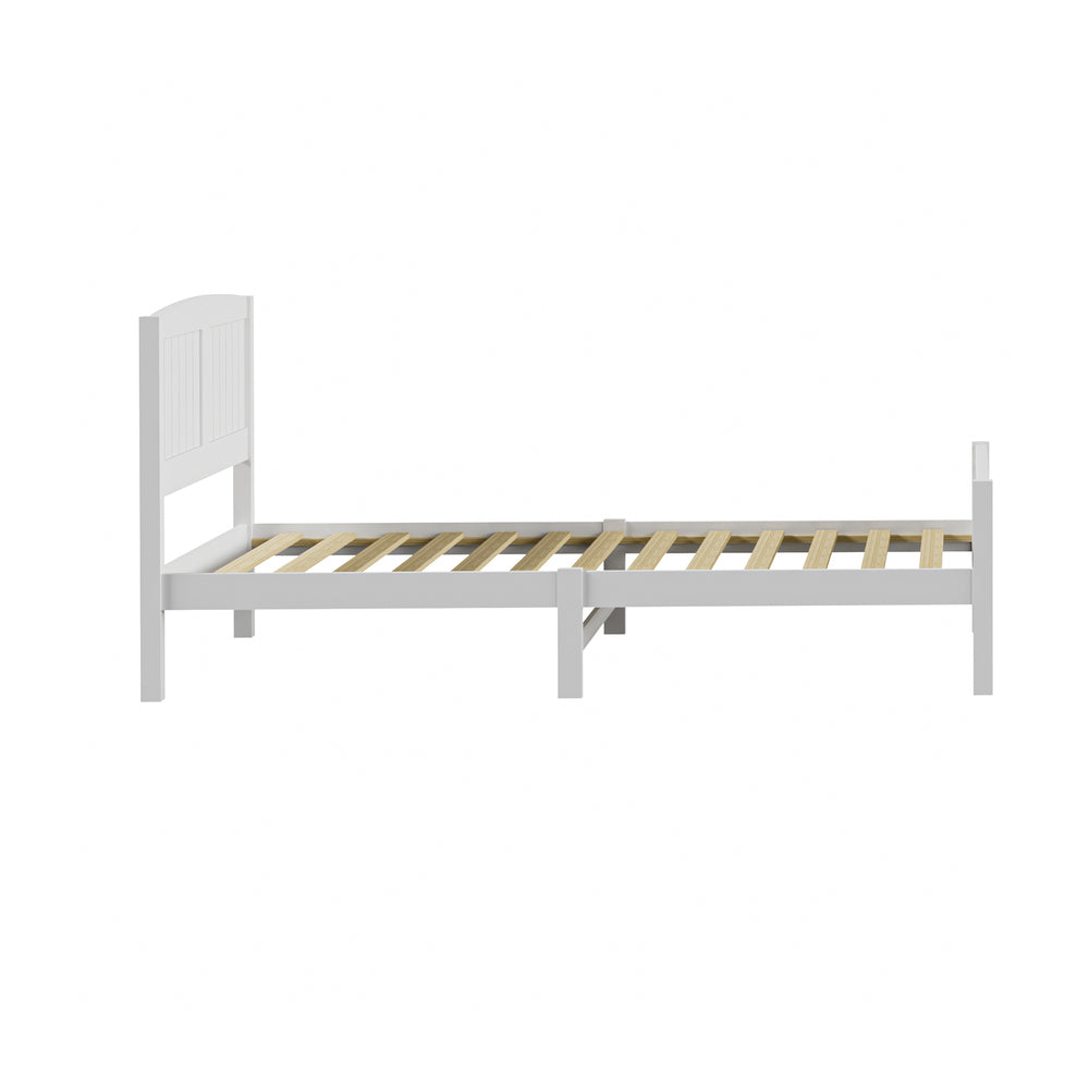 Oikiture Bed Frame King Singe Size Timber Platform White-Wooden Bed Frames-PEROZ Accessories