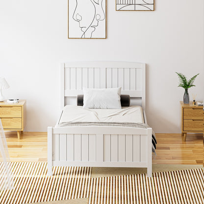 Oikiture Bed Frame King Singe Size Timber Platform White-Wooden Bed Frames-PEROZ Accessories