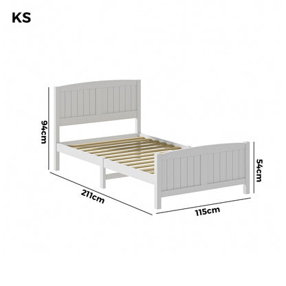 Oikiture Bed Frame King Singe Size Timber Platform White-Wooden Bed Frames-PEROZ Accessories