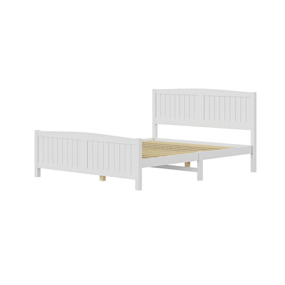 Oikiture Bed Frame Queen Size Timber Platform White-Wooden Bed Frames-PEROZ Accessories