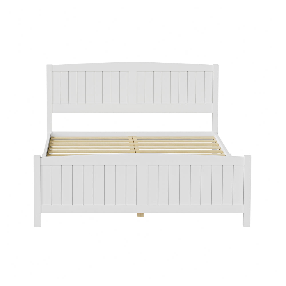 Oikiture Bed Frame Queen Size Timber Platform White-Wooden Bed Frames-PEROZ Accessories