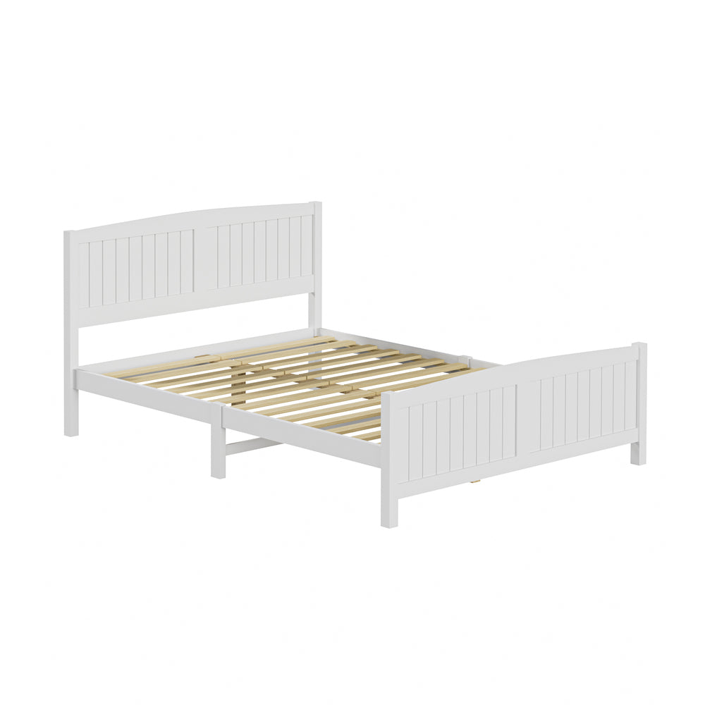 Oikiture Bed Frame Queen Size Timber Platform White-Wooden Bed Frames-PEROZ Accessories
