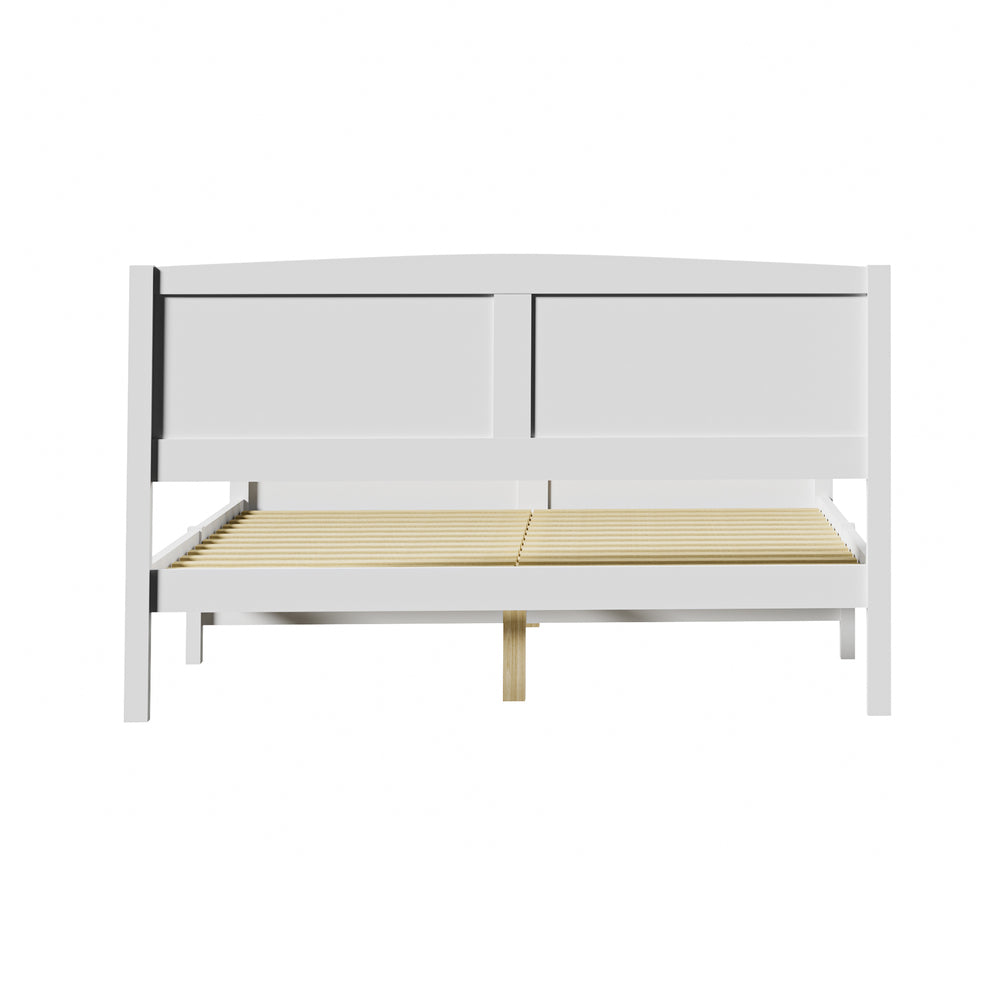 Oikiture Bed Frame Queen Size Timber Platform White-Wooden Bed Frames-PEROZ Accessories