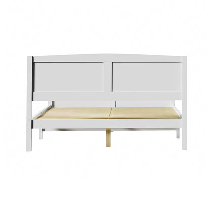 Oikiture Bed Frame Queen Size Timber Platform White-Wooden Bed Frames-PEROZ Accessories
