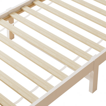 Oikiture Wooden Bed Frame Single Size with Trundle Drawers White-Wooden Bed Frame-PEROZ Accessories