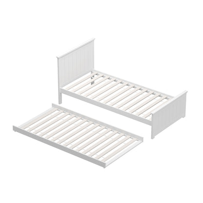 Oikiture Trundle Bed Frame Single Size Wooden Daybed White-Wooden Bed Frames-PEROZ Accessories