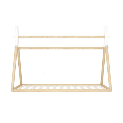 Oikiture King Single Kids Bed Frame Mattress Set Wooden Teepee House Beds-Wooden Bed Frame-PEROZ Accessories