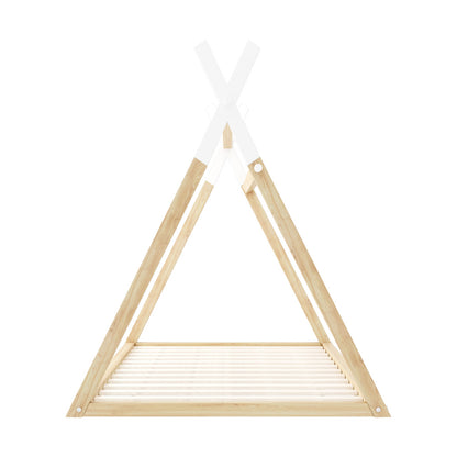 Oikiture King Single Kids Bed Frame Mattress Set Wooden Teepee House Beds-Wooden Bed Frame-PEROZ Accessories
