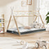 Oikiture King Single Kids Bed Frame Mattress Set Wooden Teepee House Beds-Wooden Bed Frame-PEROZ Accessories