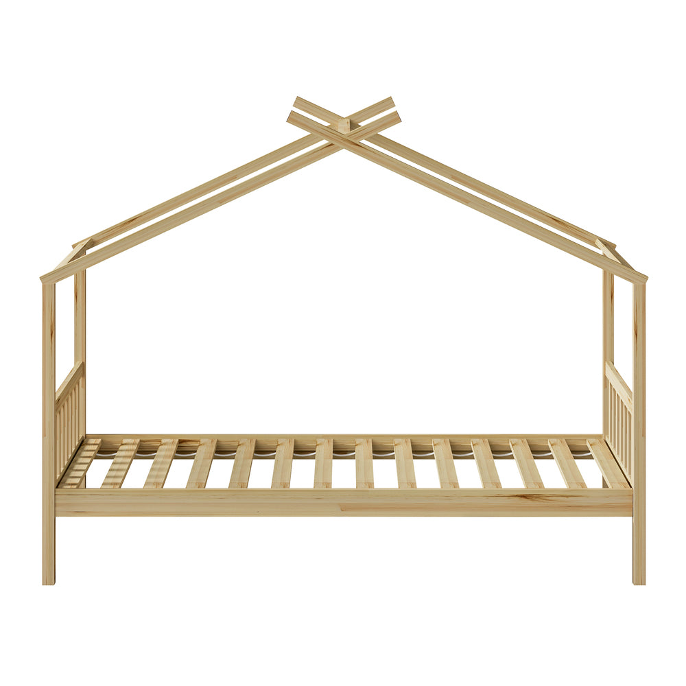 Oikiture Bed Frame Wooden Kids Single Timber House Beds-Wooden Bed Frames-PEROZ Accessories