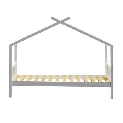 Oikiture Bed Frame Wooden Kids Single Timber House Beds White-Wooden Bed Frames-PEROZ Accessories