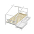 Oikiture Bed Frame Wooden Single House Frame with Drawers White-Wooden Bed Frames-PEROZ Accessories