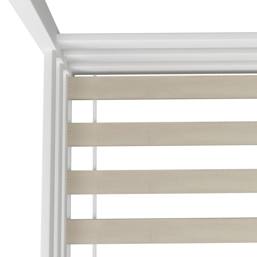 Oikiture Single Bed Frame Wooden Base Kids House Bedframe Mattress Base Timber Platform White-Wooden Bed Framess-PEROZ Accessories