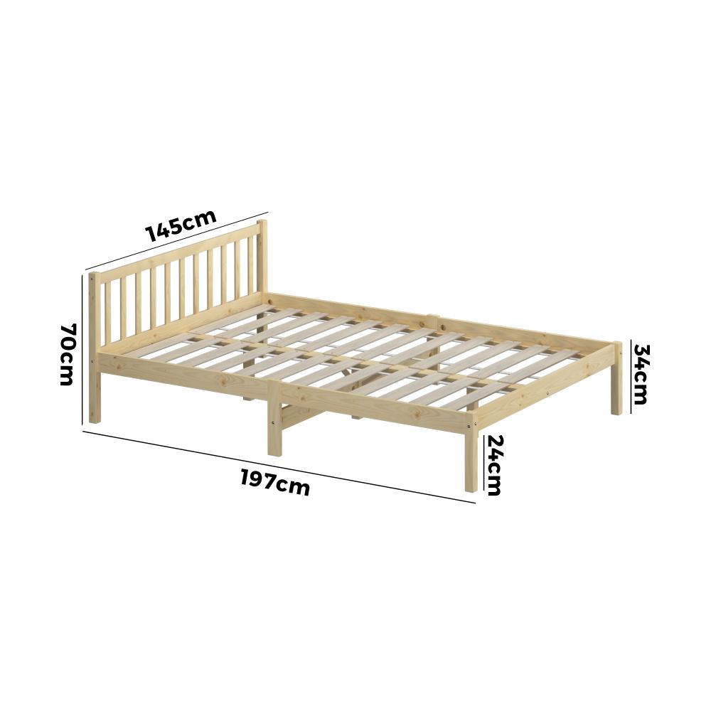 Oikiture Wooden Bed Frame Double Mattress Base Slat Support Platform Bed-Wooden Bed Framess-PEROZ Accessories