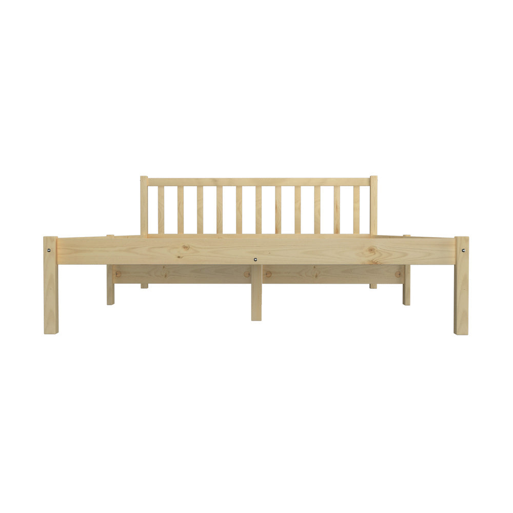 Oikiture Wooden Bed Frame Double Mattress Base Slat Support Platform Bed-Wooden Bed Frames-PEROZ Accessories