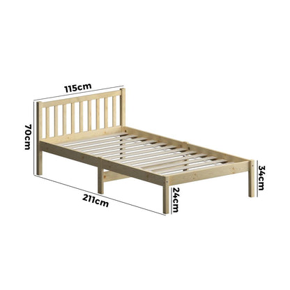 Oikiture Bed Frame King Single Size Wood Timber Base Platform Headboard-Wooden Bed Frames-PEROZ Accessories