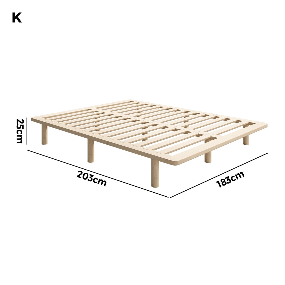 Oikiture Bed Frame King Size Wooden Bed Base-Wooden Bed Frames-PEROZ Accessories