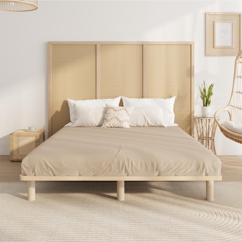 Oikiture Bed Frame Queen Size Wooden Bed Base-Wooden Bed Frames-PEROZ Accessories