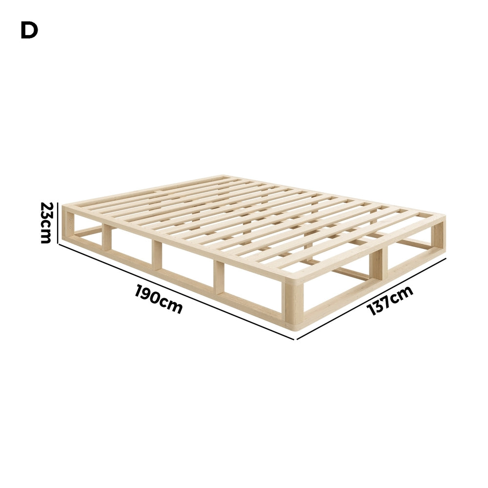 Oikiture Wooden Bed Frame Double Size Cage-like Base-Bed Frames-PEROZ Accessories